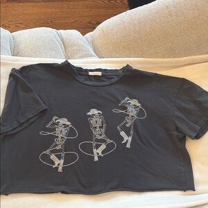 Altar'd State Black Crop Top with Skeleton Design